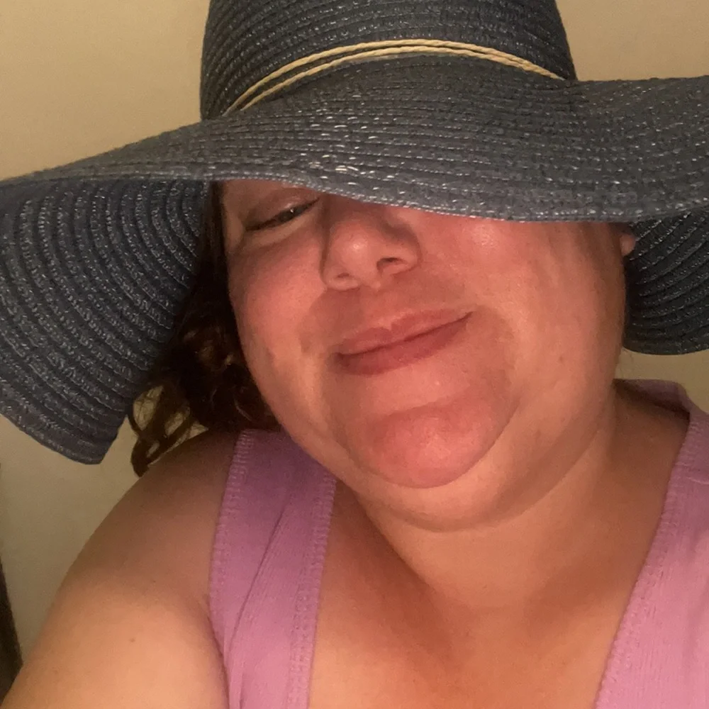 New Blue hat in straw style large floppy sun protection
